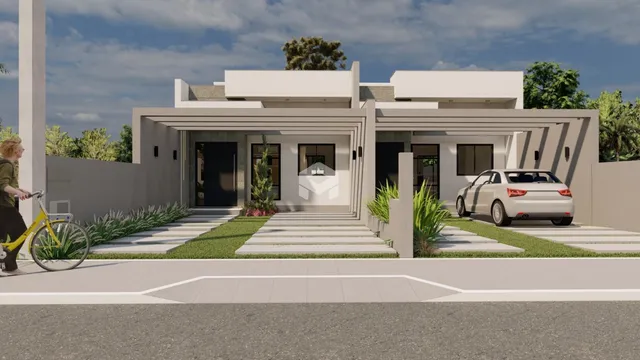 Fachada moderna de uma residência em Lajeado, Brasil.