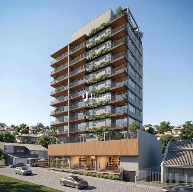 Fachada de um edifício residencial moderno em Lajeado, Brasil.
