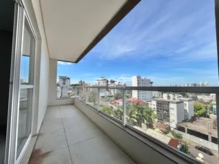 Vista da varanda com vista para a paisagem urbana de Lajeado.