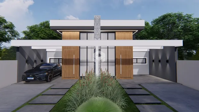 Fachada moderna de uma residência em Lajeado, Brasil.