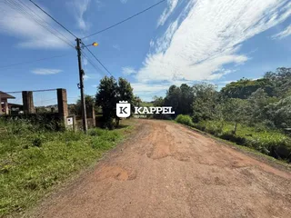 Vista da estrada de terra que leva à propriedade em Lajeado, Brasil.