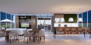 Sala de estar e jantar de um imóvel em Lajeado, Brasil.
