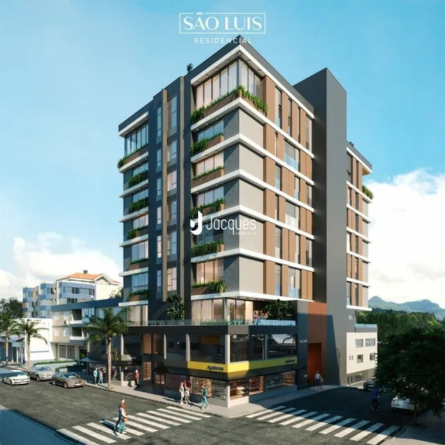 Fachada de um edifício residencial moderno em Lajeado, Brasil.