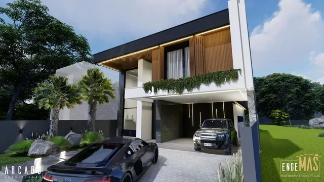 A fachada de uma casa moderna em Lajeado, Brasil.