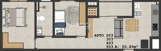 Planta baixa de um apartamento em Lajeado, Brasil.