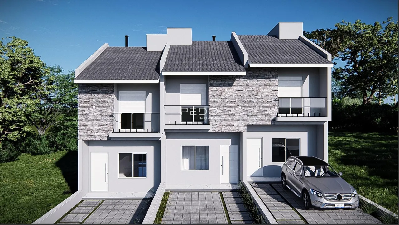 Fachada de uma residência moderna em Lajeado, Brasil.