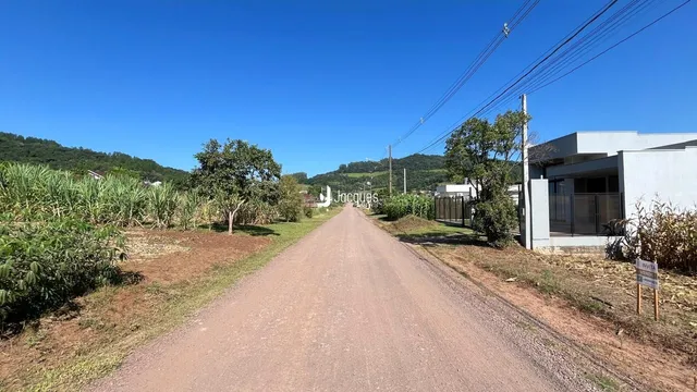 Uma estrada de terra leva a uma área com vegetação ao longo de uma paisagem aberta.
