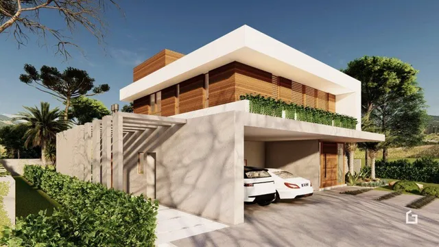 Fachada moderna de uma residência em Lajeado, Brasil.