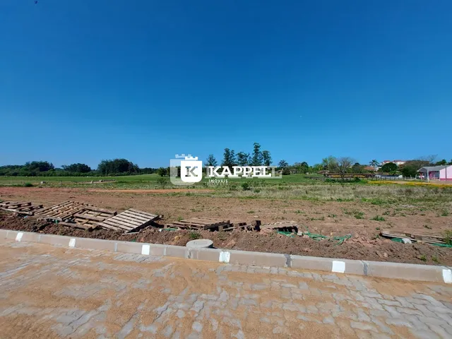 Vista de um terreno aberto com campo seco sob um céu azul.