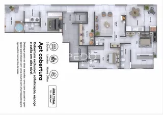 Planta baixa do apartamento em Lajeado, Brasil.