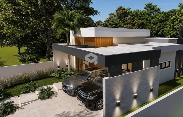 Fachada de uma residência moderna em Lajeado, Brasil.