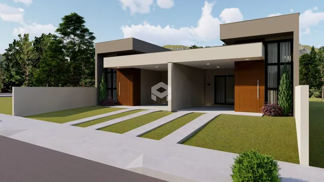 Fachada moderna de uma residência em Lajeado, Brasil.