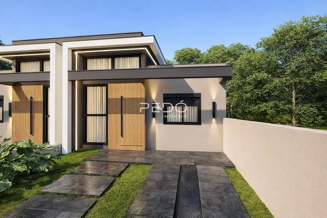 Fachada moderna de uma residência em Lajeado, Brasil.