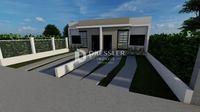 Fachada de uma casa moderna em Lajeado, Brasil.