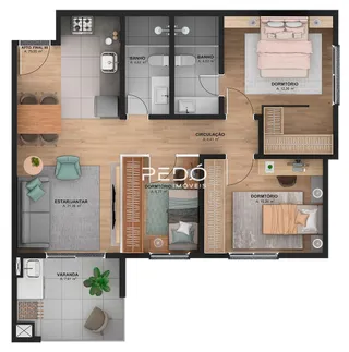 Planta baixa de um imóvel residencial em Lajeado, Brasil.