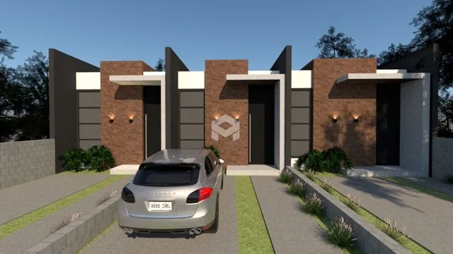 Fachada de uma casa moderna em Lajeado, Brasil.