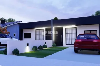 A fachada moderna de uma residência em Lajeado, Brasil.