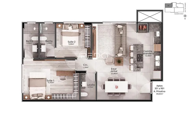 Apartamento com 2 dormitórios, foto 3