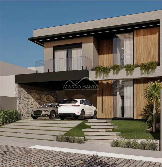Fachada moderna de uma residência em Lajeado, Brasil.