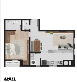 Apartamento com 1 dormitório, foto 2