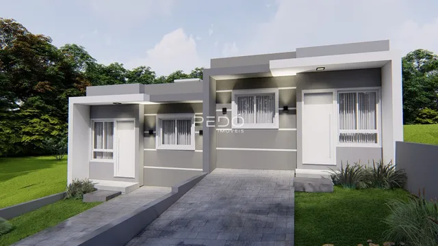 Fachada moderna de uma residência em Lajeado, Brasil.