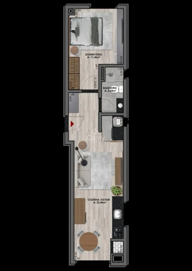 Apartamento com 1 dormitório, foto 2