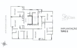 Planta baixa do apartamento tipo 3 em Lajeado, Brasil.
