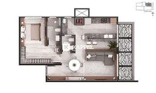 Planta baixa de um apartamento residencial em Lajeado, Brasil.