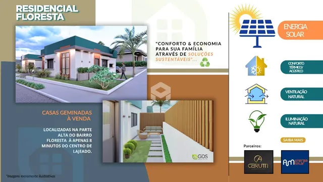 Renderização de casas geminadas no bairro Floresta em Lajeado.