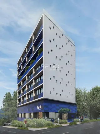 Fachada moderna de um edifício residencial em Lajeado, Brasil.