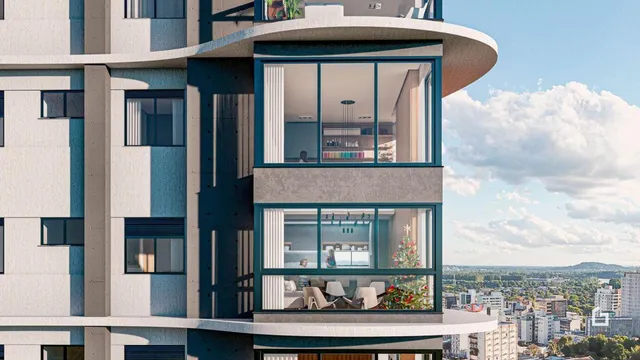 Fachada moderna de um edifício residencial em Lajeado, Brasil.