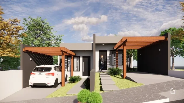 Fachada moderna de uma residência em Lajeado, Brasil.