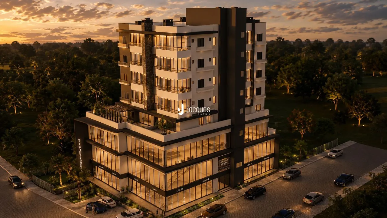 Fachada moderna de um edifício residencial em Lajeado, Brasil.