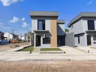 Fachada moderna de uma casa em Lajeado, Brasil.