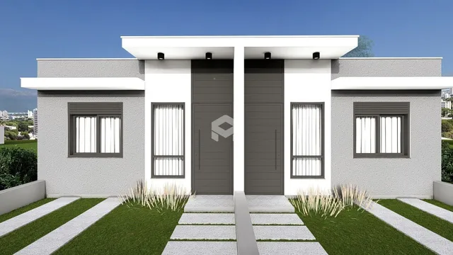 Fachada de uma casa moderna em Lajeado, Brasil.