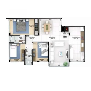 Apartamento com 3 dormitórios, foto 4