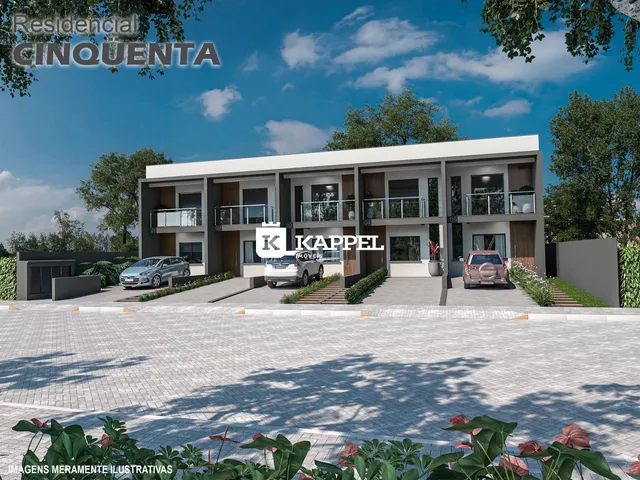 Fachada de um conjunto residencial moderno em Lajeado, Brasil.