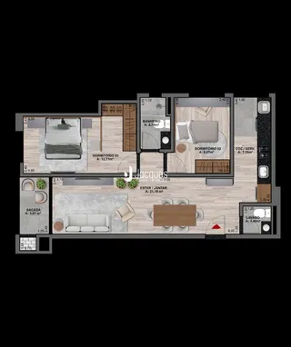 Planta baixa de um apartamento em Lajeado, Brasil.