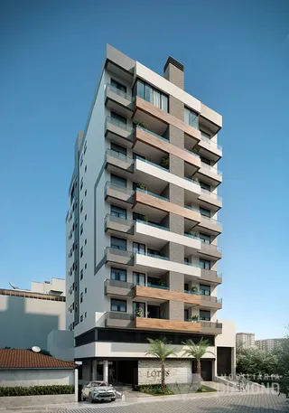 Fachada de um prédio residencial moderno em Lajeado, Brasil.