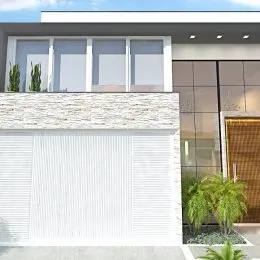 Fachada externa de uma residência moderna em Lajeado, Brasil.