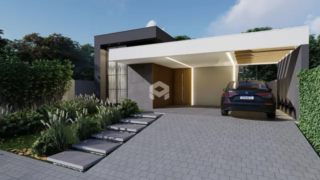 Fachada de uma casa moderna em Lajeado, Brasil.
