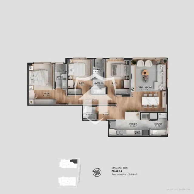 Apartamento com 3 dormitórios, foto 2