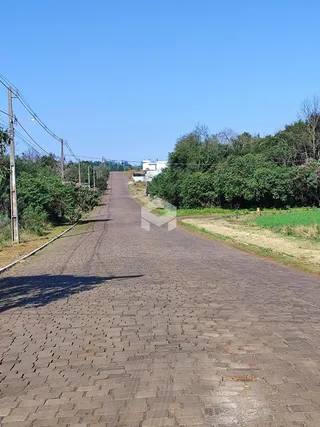 Uma estrada pavimentada se estende por uma área arborizada.