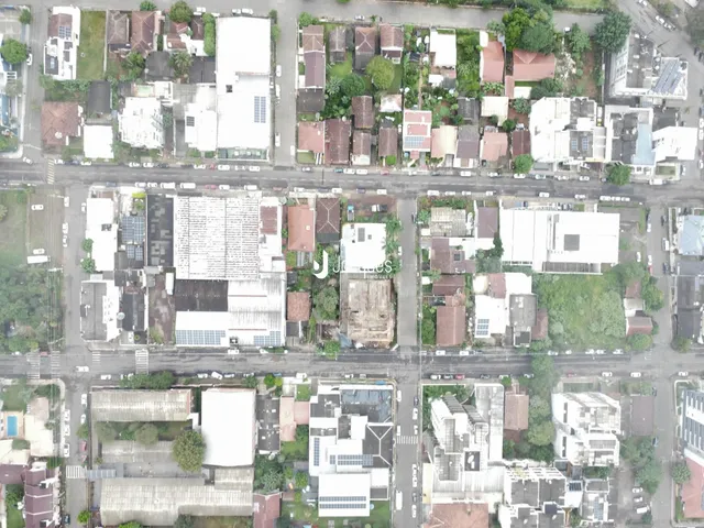 Vista aérea de uma área residencial em Lajeado, Brasil.