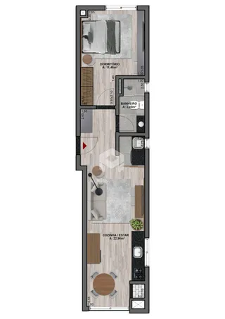 Apartamento com 1 dormitório, foto 2