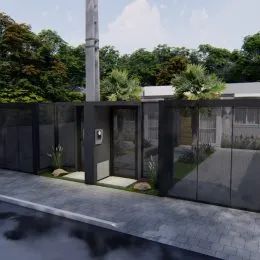 Vista externa de um muro de divisa de uma propriedade em Lajeado, Brasil.