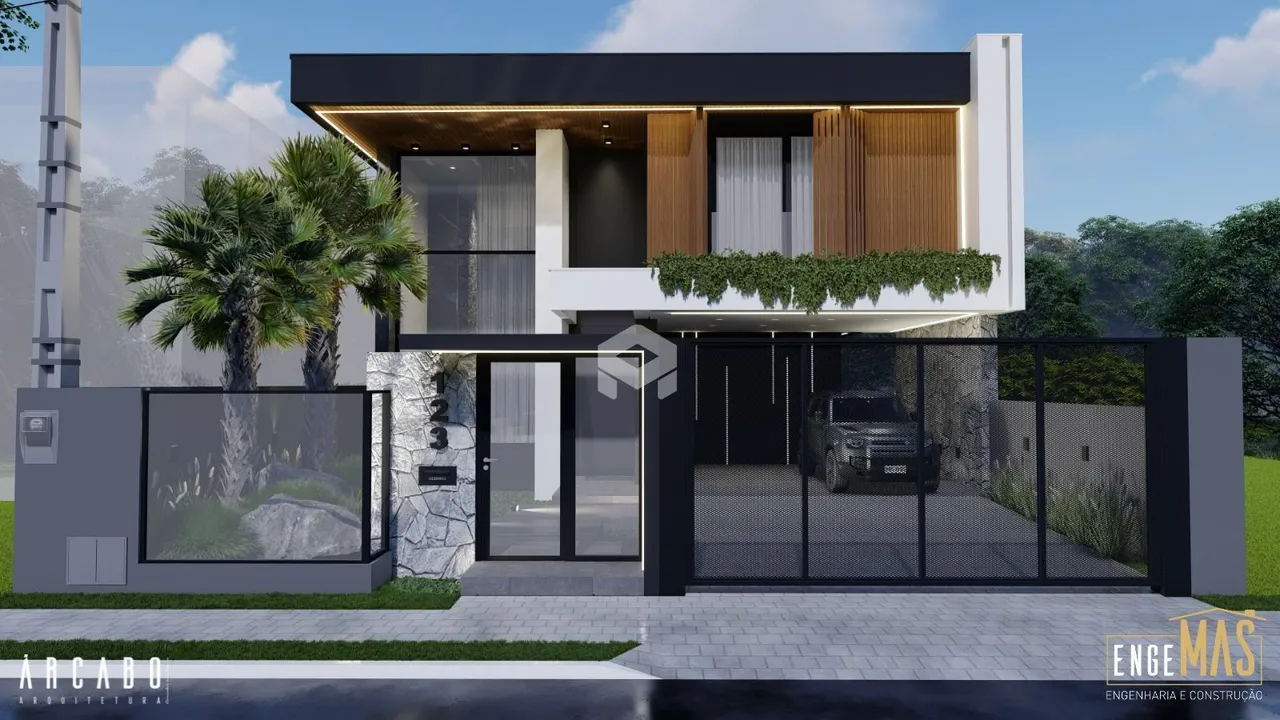 Fachada moderna de uma residência em Lajeado, Brasil.