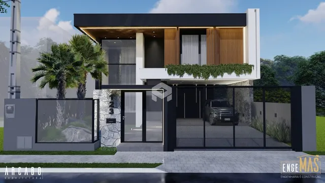 Fachada moderna de uma residência em Lajeado, Brasil.