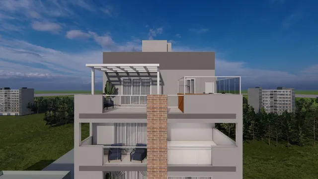 Fachada moderna de um edifício residencial em Lajeado, Brasil.