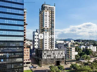 Vista aérea de edifícios residenciais modernos em Lajeado, Brasil.